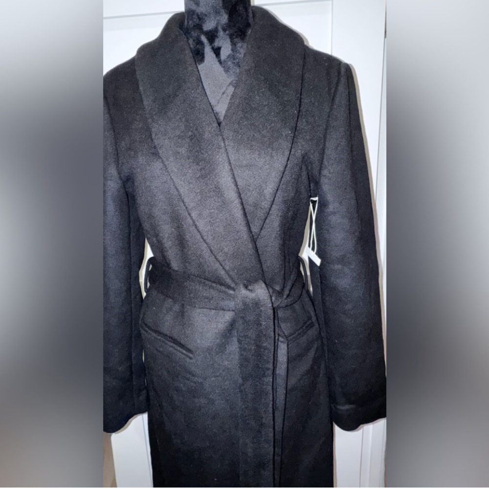 Reformation Downing Black Wool Blend Maxi Coat XL - Picture 3 of 6